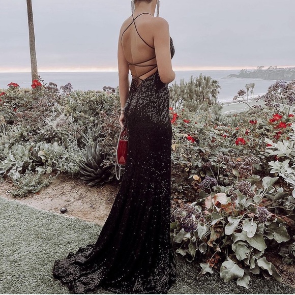 Mac Duggal Sequin Strappy Back Gown - Picture 2 of 15